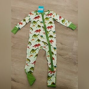 Posh Peanut Footless Zip Romper – Signature Dinosaur Print (Size 12–18 Months)